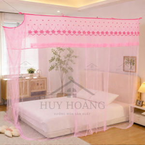 Màn / Mùng Dây Tuyn Thái Mắc 4 Góc - Mắc Màn Khung Họa Tiết Thêu Hoa - Màn Chống Muỗi - Xưởng Màn Huy Hoàng