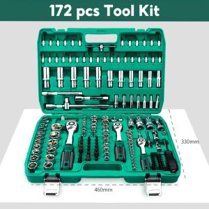 REAIM 151PCS Hand Toolset Shock Mobil Motor Lengkap Socket Tool Kit set Sock Set Set Kunci