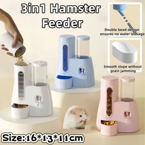 3in1 Hamster Feeder Large Capacity Food Water Dispenser with Stand Holder Hanging Auto Pet Supplies