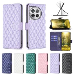 Flip Cards Solt Wallet Leather Case For Oneplus 12 12R Nord 4 Book Cover Kickstand Diamond grid pattern Bag Pocket Ultra Thin