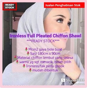 Ironless Full Pleated Chiffon Shawl