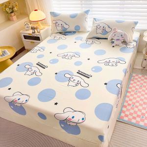 Dansunreve Sanrio Fittedsheet Single/Quuen/King Bed Sheet Cartoon Cinnamon Gog Pikachu Elsa Princess Bedsheet