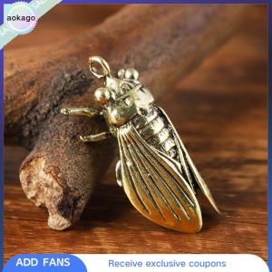 Aokago รูปปั้นทองเครูปจั๊กจั่นทำจากทองเหลืองเทียมขนาดเล็กรูปสัตว์พวงกุญแจสำหรับบ้าน