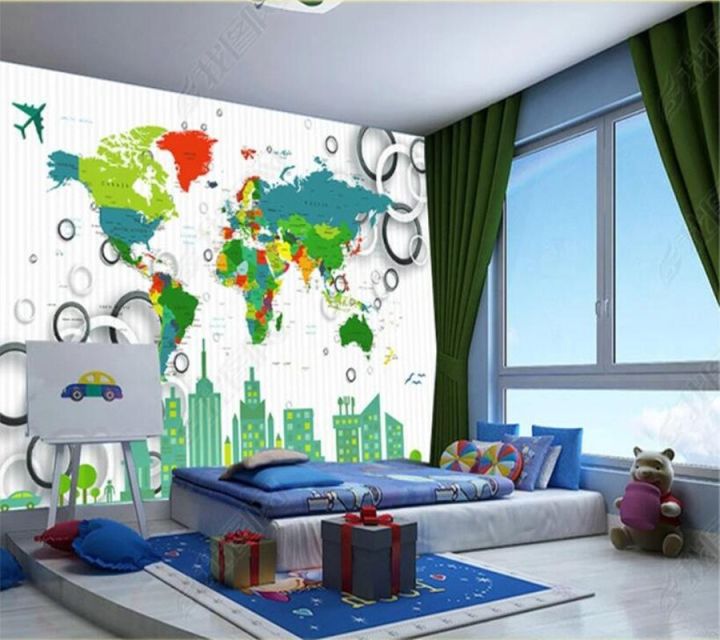 Papel de parede World map children's room background wall 3d wallpaper