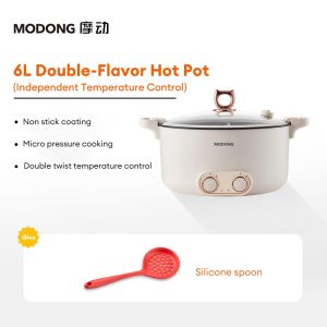 MODONG 6L/8L Electric Hot Pot Multi-functional Micro Pressure Steamboat Pot Household Double Control Dormitory Double-flavor Hot Pot