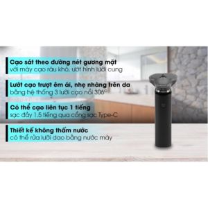 Máy cạo râu cao cấp Xiaomi S500 êm ái 3 lưỡi dao sạc type C- Hàng chính hãng