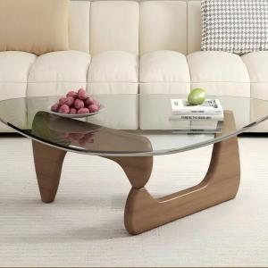 Coffee Table Tempered Glass Modern Side Table Solid Wood Nordic Center Coffee Living room Solid Wood
