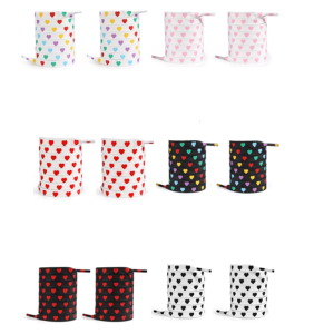 Heart Prints Shoe Lace 100cm Long Shoelaces Flat Polyester Shoe Laces Replacement for Sneakers Runners Canvas Shoe Boot