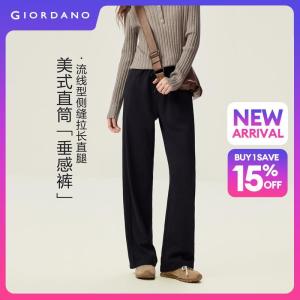 Giordano Beau Monde Women Side pleated elastic waist sweatpants Free Shipping 13416628
