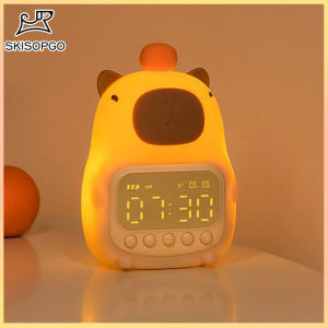 SKISOPGO Capybara Alarm Clock Night Light 卡皮巴拉闹钟 Silicone Lamp Rechargeable Timing Snooze Lighting Decor Gift