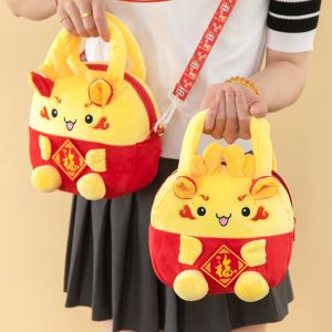 Túi xách túi đeo chéo nhồi bông hoạt hình linh vật Rồng mừng năm mới may mắn dễ thương