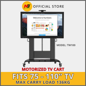 North Bayou TV Cart Heavy Duty Motorized Screen Lift TV Stand TW100