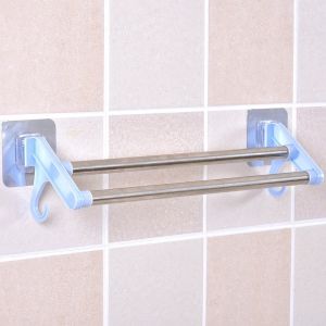 Towel Holder Strong Paste Dual Layer Suction Towel Rack Punch-Free Hook Holder For Bathroom COD