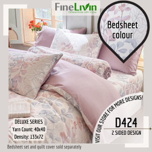 Finelivin Deluxe QUEEN/KING Pure Cotton Fitted Bedsheet Set[D-1]