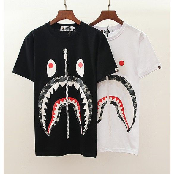 【Quick Shipment】【In Stock】 New Bape Shark Camouflage Cotton T shirt Men  Women Casual Short sleeve t-shirt Lazada PH
