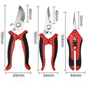Garden Pruning Shears Set 3pcs High Carbon Steel Sharp Blade Non Slip Handle Plant Trimming Home Yard