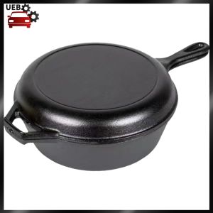 [Ueb Wholesale Mall] Iron Frying Pan with Handle Skillet Pre-seasoned Fry Pan for Frying Baking Grilling Indoor Outdoor Cooking