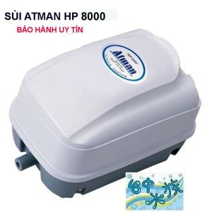 Máy sục khí bể cá - Máy sủi điện 10 vòi  Atman HP 8000 (47W 70L/PHÚT) siêu bền. Bảo hành Uy Tín bởi Fish Mart ( Trắng)