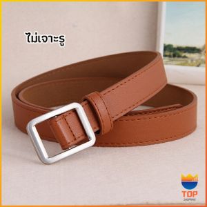 TOP เข็มขัด หญิง ชาย  เข็มขัด เข็มขัดยีนส์หัวทรงสี่เหลี่ยม สีพื้น เข็มขัดแนวหวินเทจ womens belt