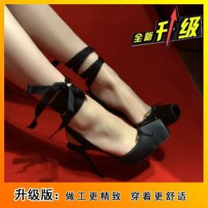 Free Shipping Ballet-Style Red Satin Ribbon Wrap-Around Sandals With A Waterproof Platform And High Heels 2026 New Collection