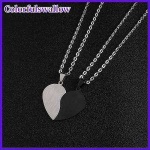 Colorfulswallow Cặp vợ chồng đồ trang sức dây chuyền trái tim vài Vòng cổ thép không gỉ khắc tình yêu Mặt dây chuyền vòng cổ Ngày Valentine