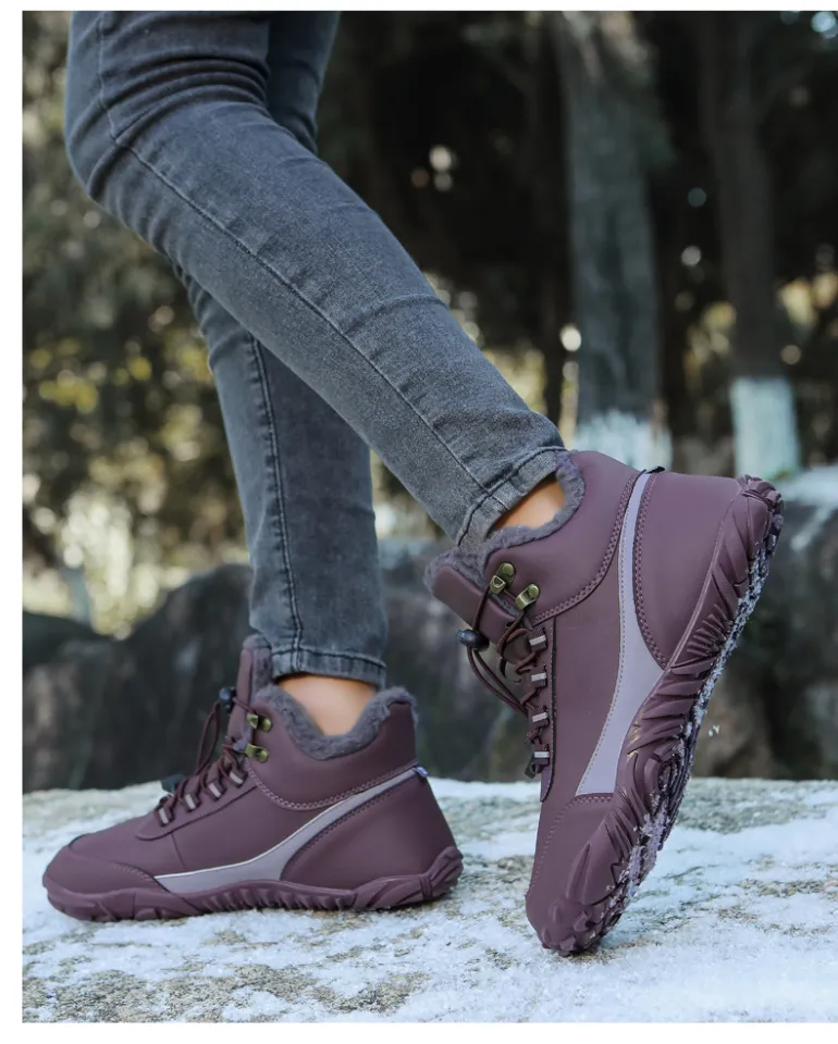 FECHENG Winter Barefoot Boots Women Snow Boots For Women Wide Toe