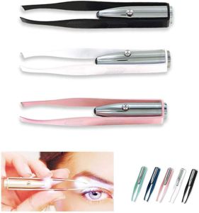 Nhíp có đèn LED bằng thép không gỉ loại 1 dùng để trang điểm tỉa lông mày lông mi và loại bỏ lông.