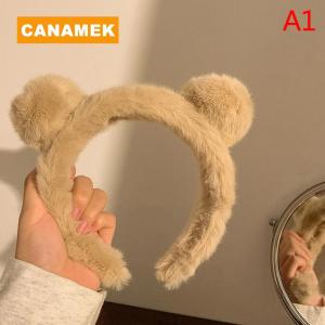 【CANAMEK】 Girls Cute Plush Bear Rabbit Ears Headband Autumn Winter Head Hoop Cartoon Girls Kid Hairband Headdress Hair Accessories