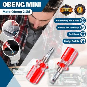 sn  Obeng Mini Bolak Balik 2 Sisi Min Plus – Obeng Pendek 2 Sisi Handle Transparant Obeng Cebol Bolak Balik Ujung Min Plus