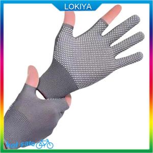 LOKIYA ถุงมือขี่จักรยานสำหรับผู้ชาย ถุงมือขี่จักรยานกันลื่นสำหรับกลางแจ้งถุงมือบางสองนิ้วทัชสกรีน