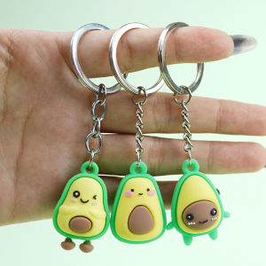 💕 Store opening 💕 Creative Fruit Keychain Couple Avocado Bag Keychain Gift Pendant Cute Mini Avocado Doll Keychain Soft Rubber Backpack Pendant
