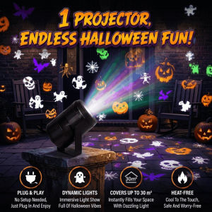 Halloween Pumpkin Skull Projector Light Atmosphere Light Night Light USB Rotating Projection Lamp Halloween Party Decor Light for Room Ceiling Wall 万圣节南瓜骷髅投影灯氛围灯