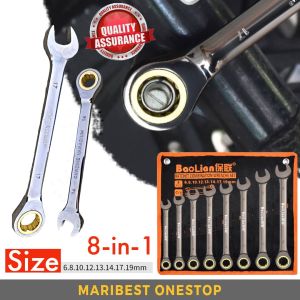 8pcs 6-19mm Wrench Spanner Set Ratchet Combination Wrench Set Metric Manual Tool Set