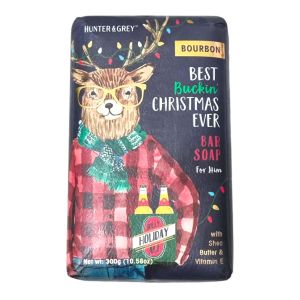 Hunter Grey Holiday Bar Soap Mens Cedarwood Sage Best Buckin Christmas Ever for Him 300g