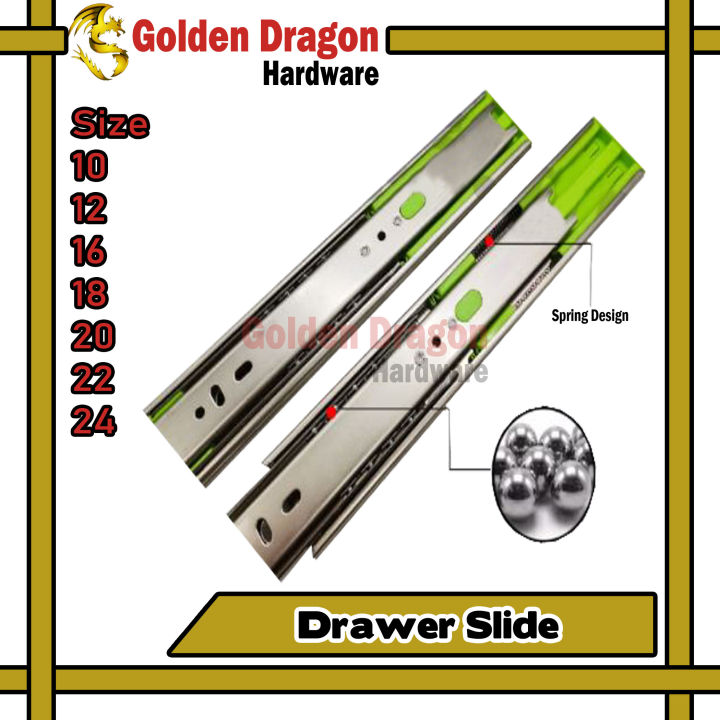 STAINLESS HYDRAULIC SOFT CLOSE DRAWER SLIDE (PAIRS) 10"/12"/14"/16"/18