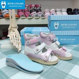 Ortoluckland Princess Sandals Childrens Orthopedic Shoes Toddler Shoes Floral Leather Shoes Arch Support.