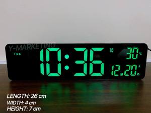 (6625) Rectangular LED Digital Alarm Clock Wall-Hang & Display Stand (Green Light)