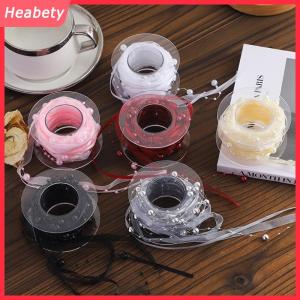 Heabety 1 cuộn 4.5m hạt sợi hoa Vật liệu gói quà ngọc trai ruy băng quần áo sáng tạo may đính cườm ngọc trai hoa gói ruy băng