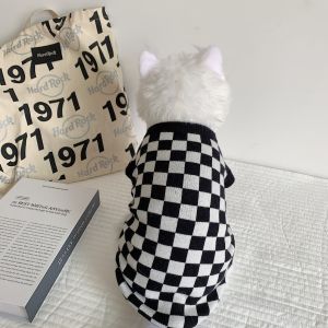 DY รักเสื้อผ้าสัตว์เลี้ยงแฟชั่นลายตารางหมากรุกเสื้อกั๊กเสื้อสเวตเตอร์สำหรับสัตว์เลี้ยงสุนัขแมว Shihtzu ตุ๊กตาภายใน7.5กิโลกรัม