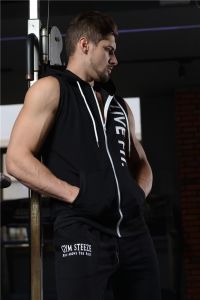 Mens LVFT GYM Singlets basketball sports vest 2020 summer new vest hooded zipper sleeveless T-shirt casual hip-hop Tanks show muscle Singlets LVSB006
