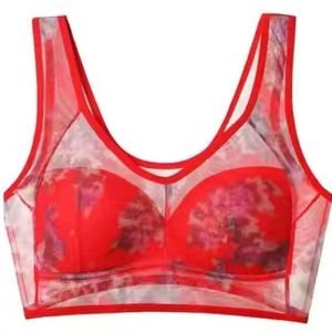 Printed Seamless Underwear for Women Large-sized Comfortable Mesh Fabric Without Steel Rims Breathable Bra