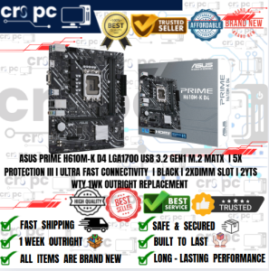ASUS PRIME H610M-K D4 LGA1700 USB 3.2 GEN1 M.2 MATX  I 5X PROTECTION III I ULTRA FAST CONNECTIVITY