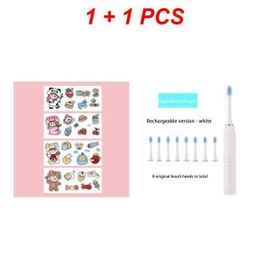 JIANGZHIB 【Local Delivery】【Free Gift】8-head Electric Toothbrush For Adult Rechargeable USB Charging Waterproof Ultrasonic Soft Bristles Toothbrush 2 Minutes Automatic Timing Body Wash Portable Adult Electric Toothbrush