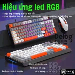 Combo bàn phím cơ kèm chuột gaming Deiog AK918 – Led RGB Switch tím chống nước IPX7