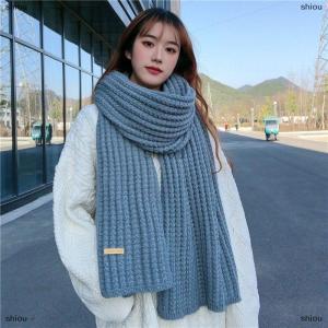 [COD] shiou Women Winter Scarf New Korean Woolen Scarf Lovers Men And Women Thicken Warm Students Solid Color Knitted Scarves Bib
