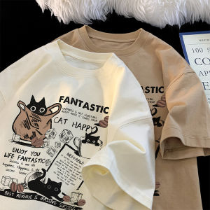 [24H delivery Malaysian stock] Summer Round Necked Men Women Enjoy Life Leisure Short Sleeve T-shirts Japanese Travel Street Style Young Students Fashionable Oversize Shirts Tops