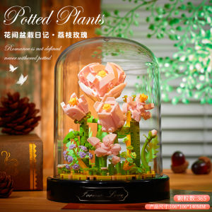 ZHBO Mainan Block Flower Lego Bunga Buket DIY Romantis Bunga Kotak Tampilan Untuk Dekorasi Desktop