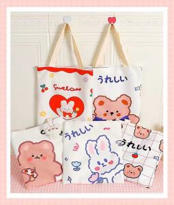 🎀Ready Stock🎀Disney Stella Lou Canvas Tote Bag Girls Shoulder Bag Bears Shopping Bag🧸星黛露紫色兔子帆布包双面图案单肩休闲女包包购物袋🧸