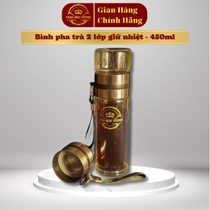 Bình Thủy Tinh 2 Lớp Lõi Lọc Inox 304 Thảo Mộc Vương Pha Trà Cà Phê Cầm Tay Dung Tích 470ml Chịu Nhiệt Độ Cao