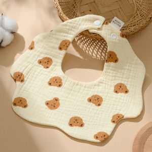 Baby Bib For Babies Pure Cotton Saliva Towel Scarf Printed Soft Absorbent 360 Rotating Baby Towel